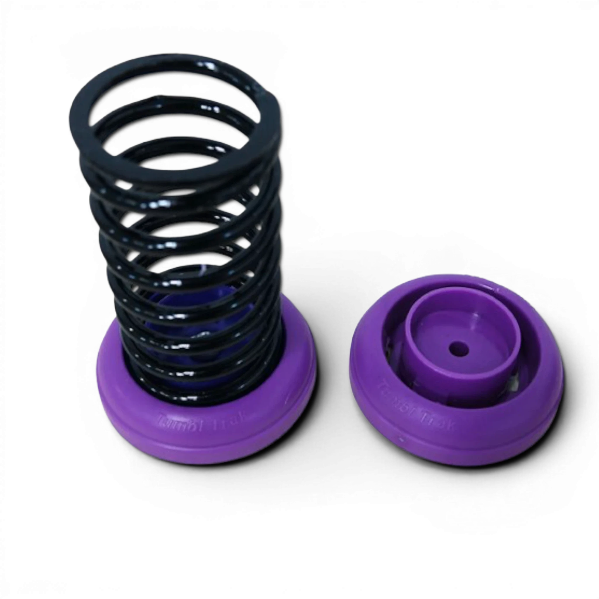 UK Gym Pits power spring and purple retainer caps for gymnastics and cheerleading sprung floors