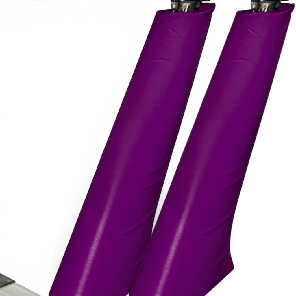 UK Gym Pits purple PVC vinyl beam leg safety padding with high-density foam for gymnastics equipment