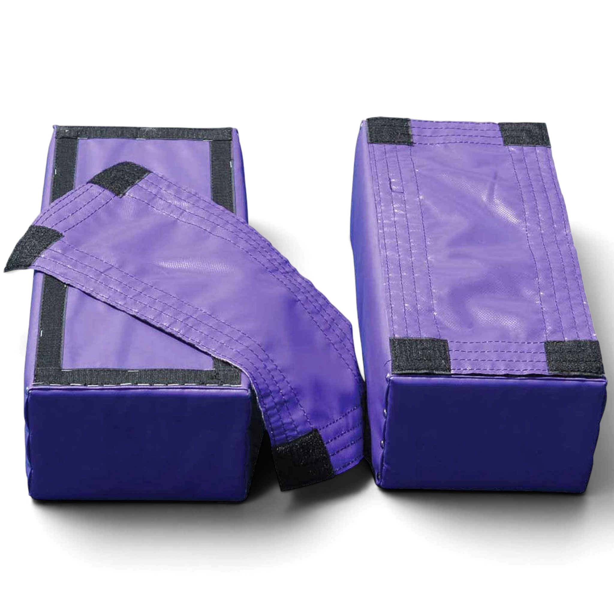 UK Gym Pits purple Brianna beam riser legs with Velcro attachments for gymnastics training