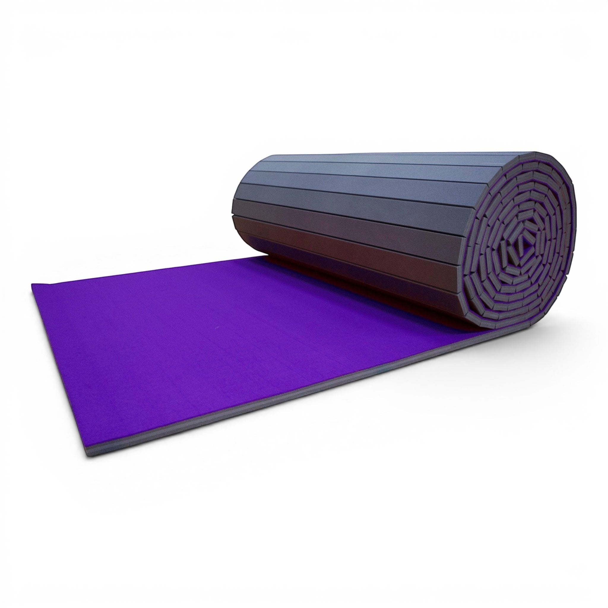 UK Gym Pits purple flexi carpet mat roll for gymnastics and cheerleading with shock-absorbing XPE foam base