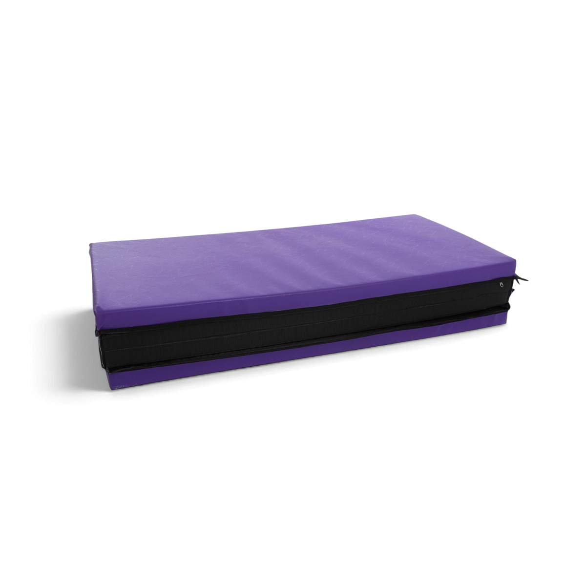 UK Gym Pits purple foldable gymnastics mat made of durable PVC with a black carry handle and foam interior