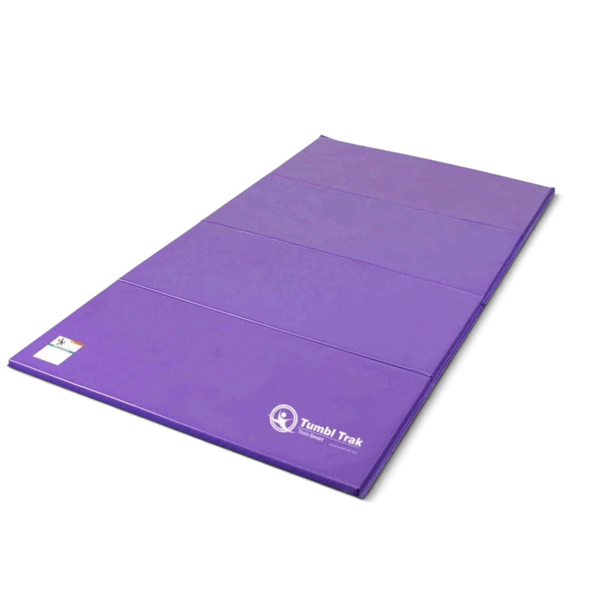 UK Gym Pits purple foldable gymnastics panel mat made of durable vinyl for tumbling, cheer, and exercise training.