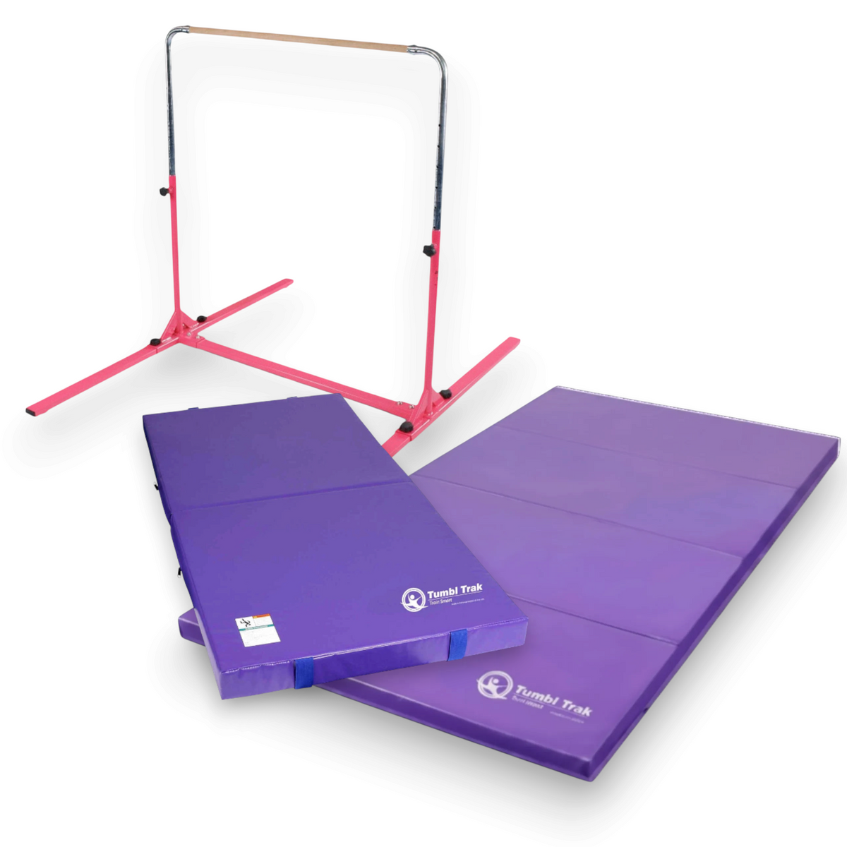 UK Gym Pits purple folding gymnastics practice mat with durable vinyl surface for tumbling and floor exercises