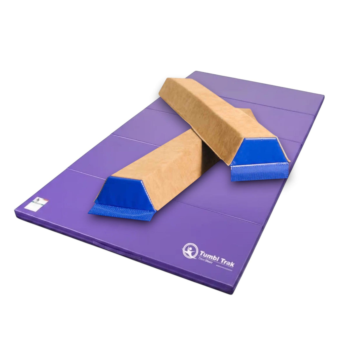UK Gym Pits purple folding panel tumbling mat for gymnastics and exercise, made with durable vinyl and foam.