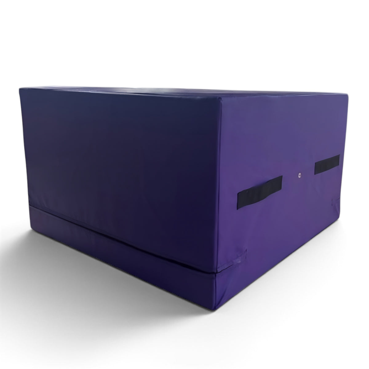 UK Gym Pits purple PVC gymnastics spotting and coaching block with heavy duty side handles for training.