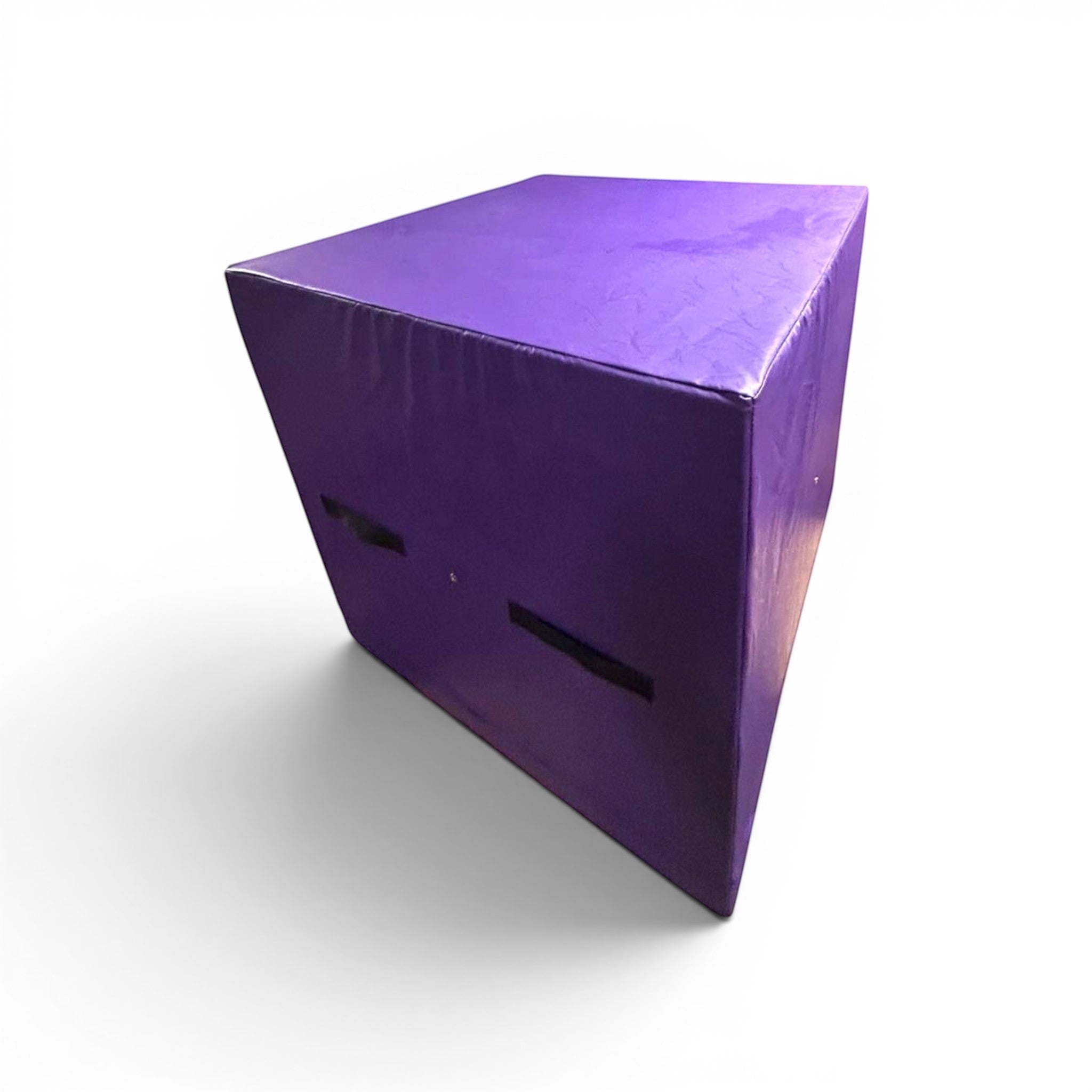 UK Gym Pits purple square gymnastics spotting and coaching block with heavy duty PVC cover and side handles.