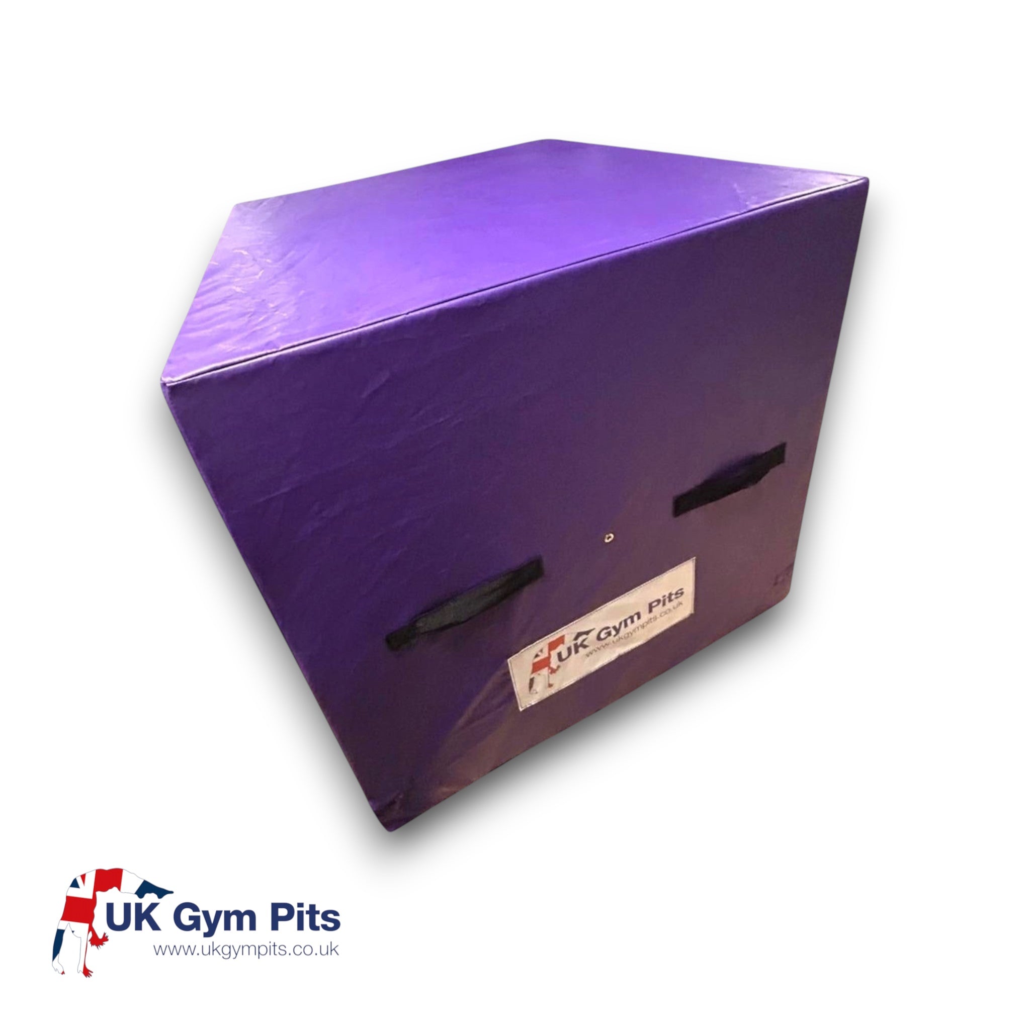 UK Gym Pits purple foam spotting and coaching block with heavy duty handles for gymnastics training