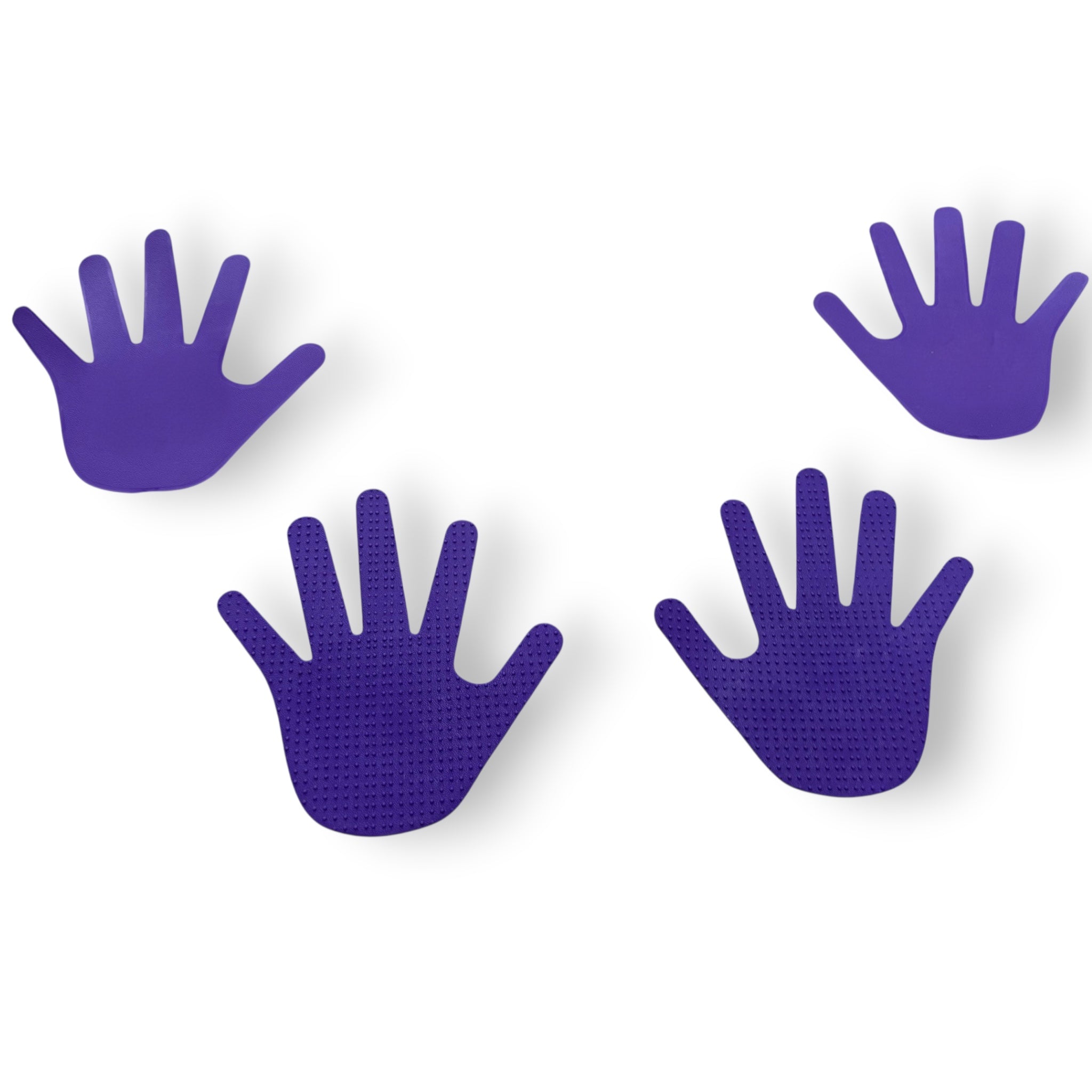 UK Gym Pits purple hand-shaped TPR placement markers with dimpled texture for non-slip floor positioning