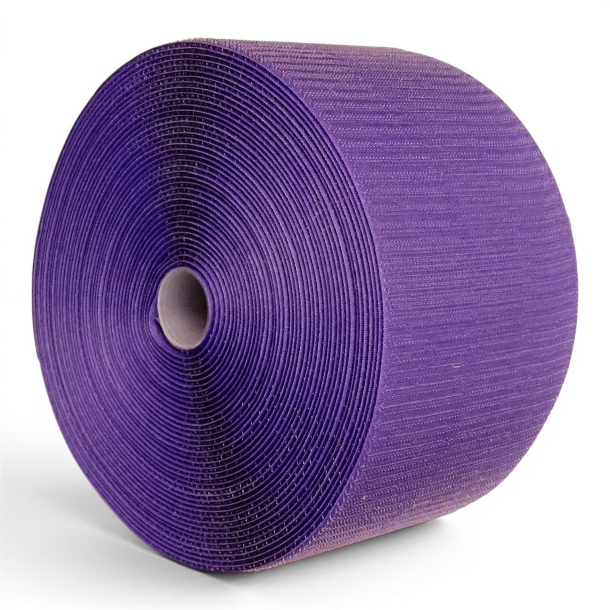 UK Gym Pits purple hook velcro roll for joining carpet mat rolls, 10cm wide and 25m long for seamless gym flooring.