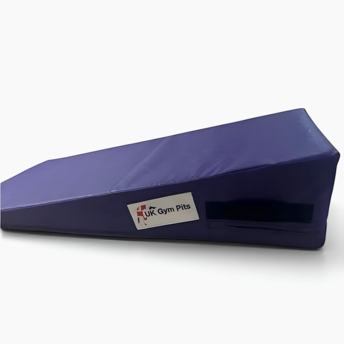 UK Gym Pits purple inclined wedge foam mat with carry handle for gymnastics and soft play training.