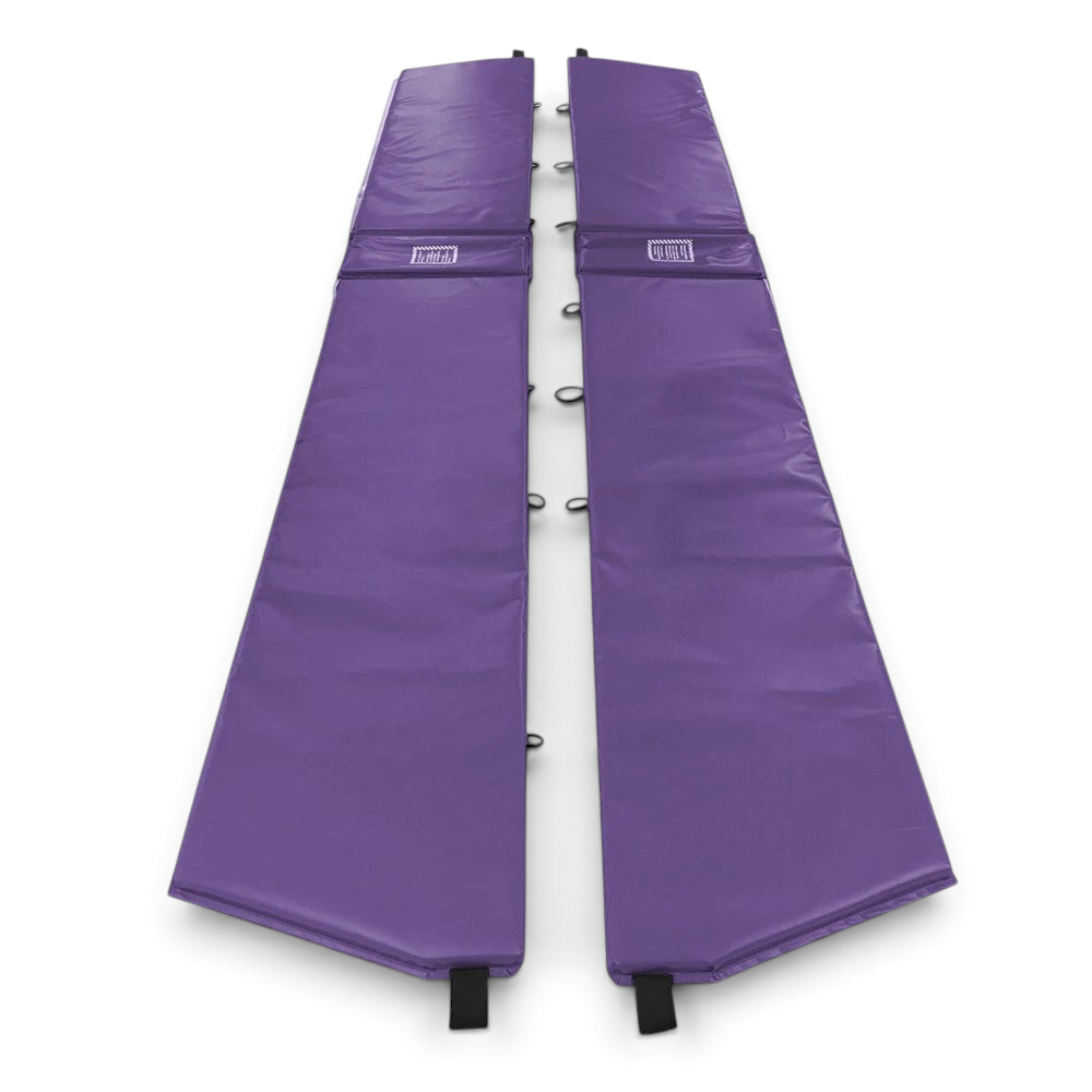 UK Gym Pits purple foam and PVC coverall frame pads for mini trampolines with lacing cords and fixings