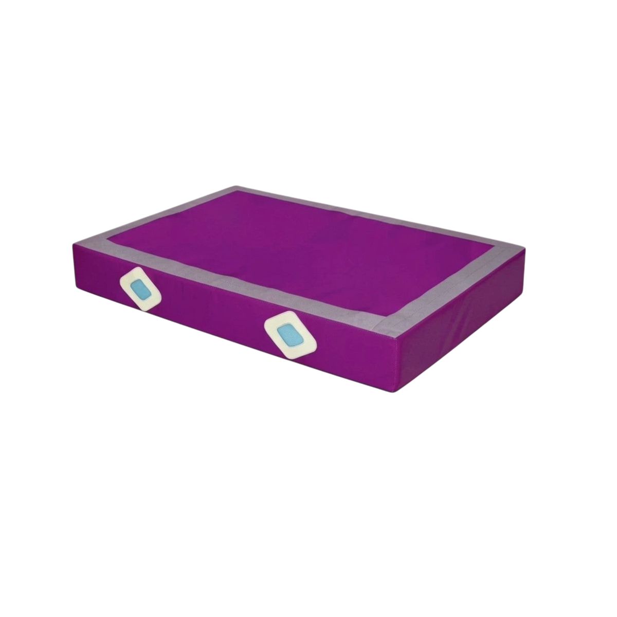 UK Gym Pits FIG approved purple pommel horse landing mat with grey trim and Velcro locking system