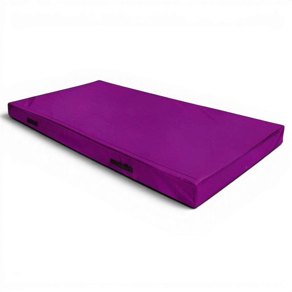 UK Gym Pits purple FIG spec trampoline push-on safety mat with PVC cover and side handles