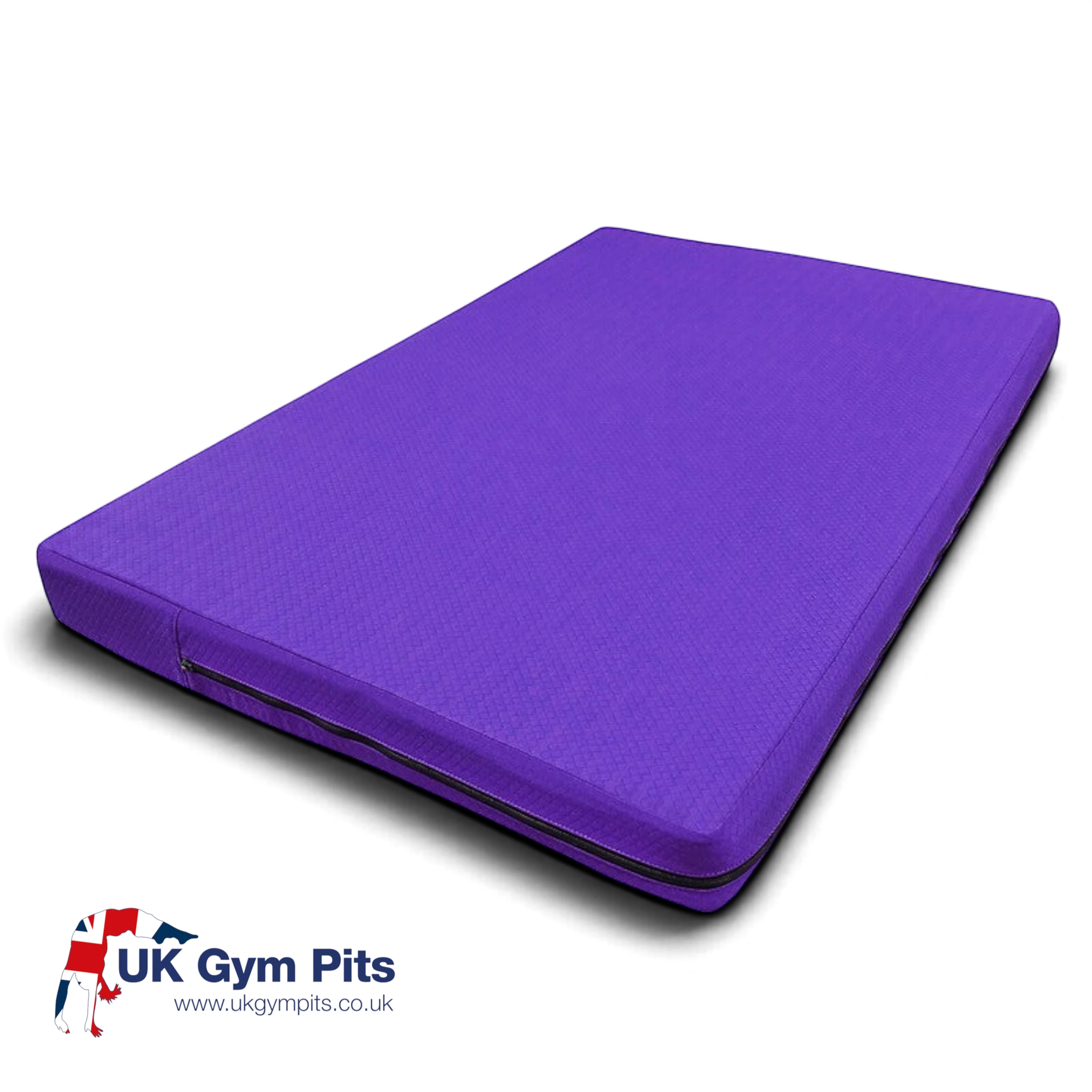 UK Gym Pits purple soft practice mat with 15cm thick foam cushioning and durable quilted nylon cover for gymnastics