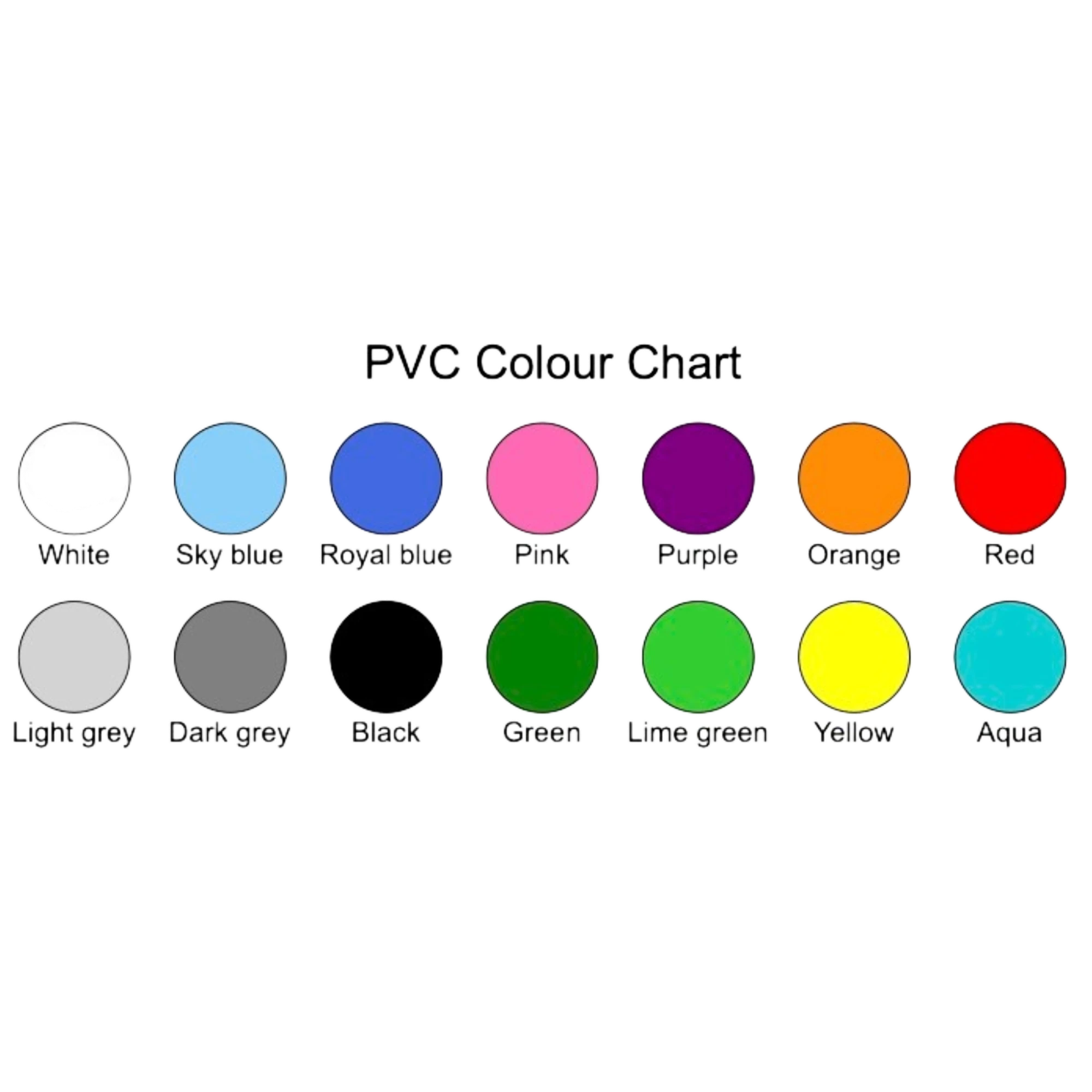 UK Gym Pits PVC colour chart showing various fabric swatches for foam vault boxes and soft play equipment.