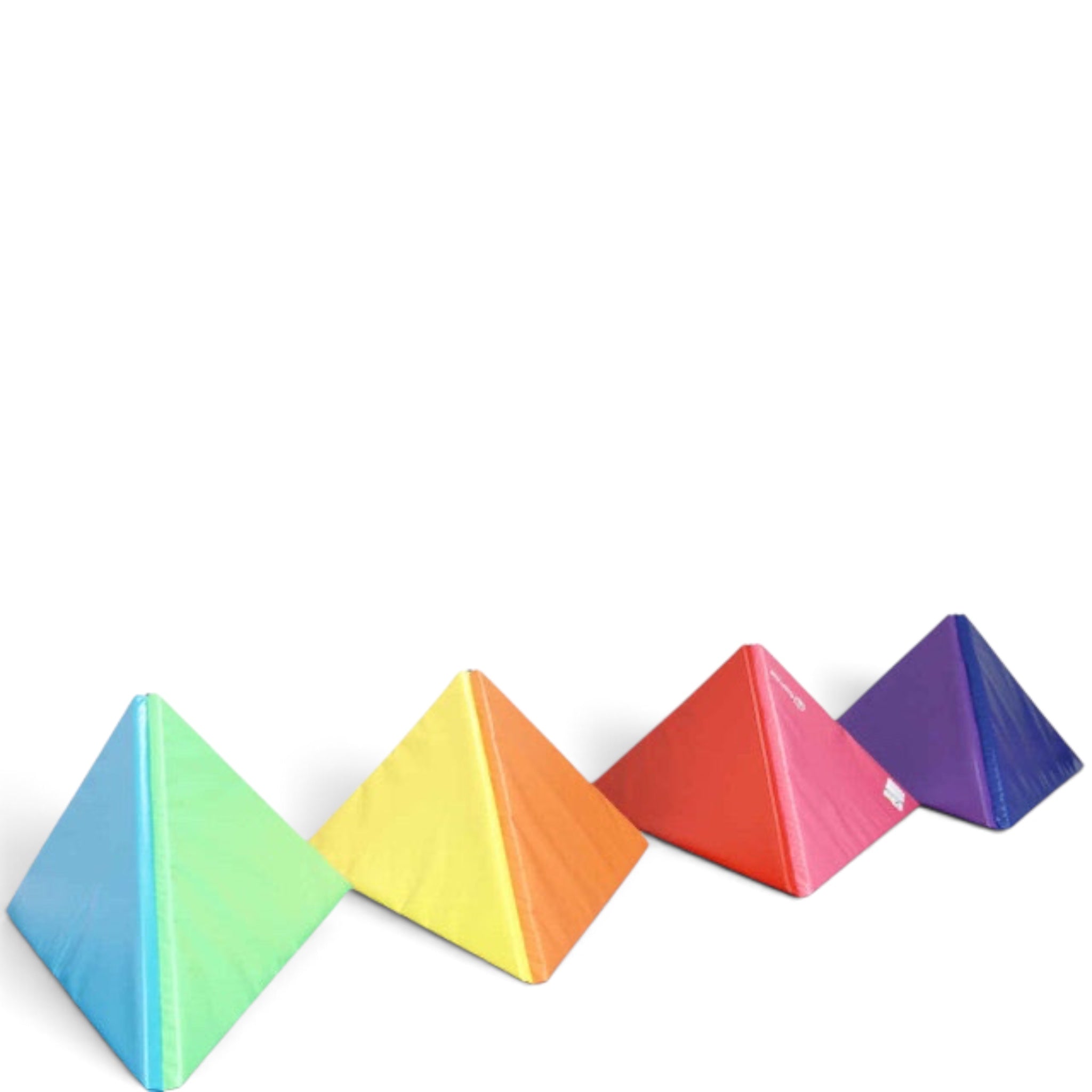 UK Gym Pits rainbow pizza mat segments folded into colourful vinyl wedges for classroom and gym activities