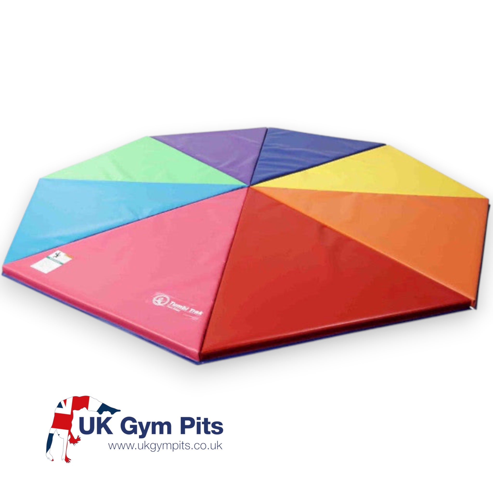UK Gym Pits rainbow pizza mat made of durable vinyl with eight colourful wedge segments for classroom activities