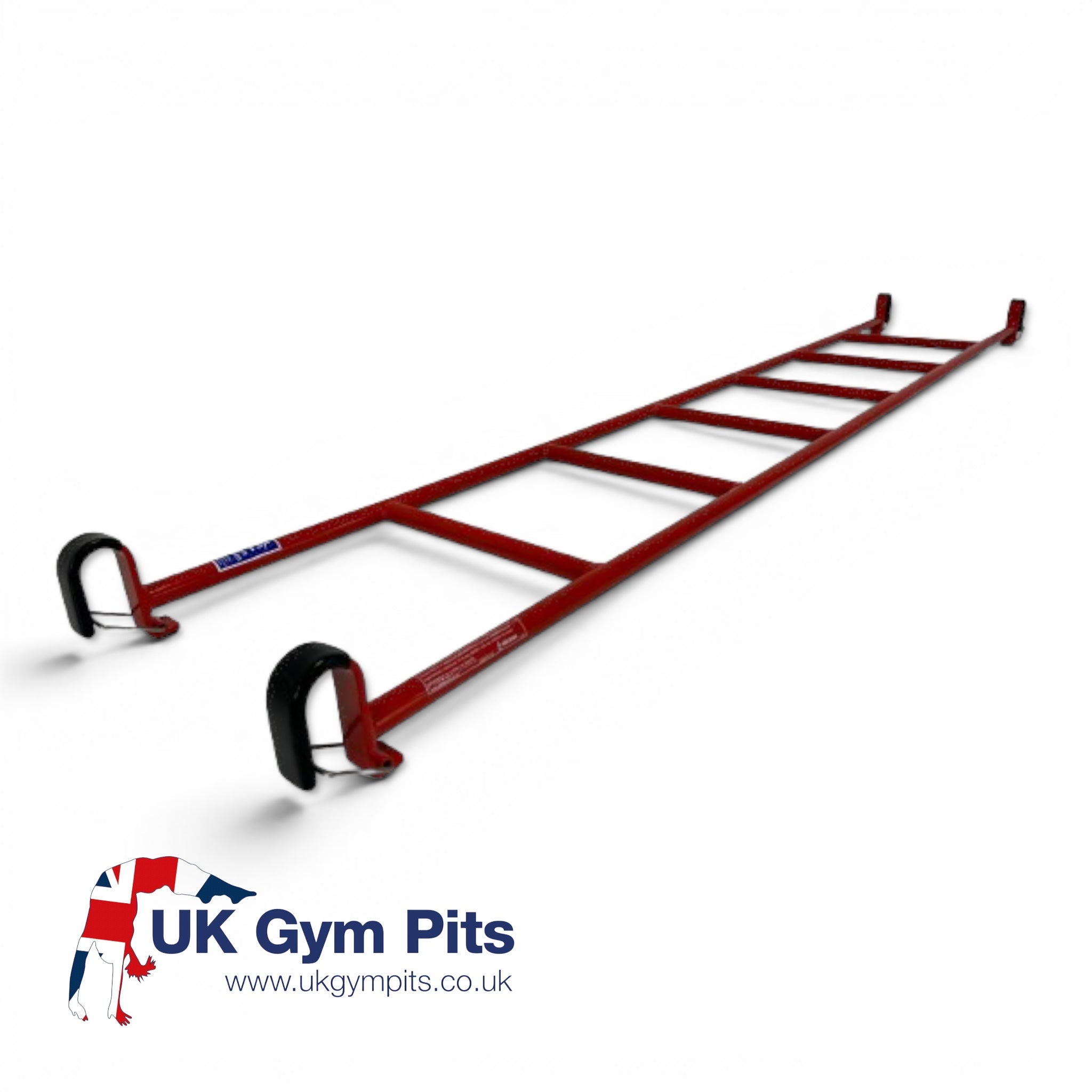UK Gym Pits red powder coated metal agility linking ladder with safety hooks for gym equipment attachment