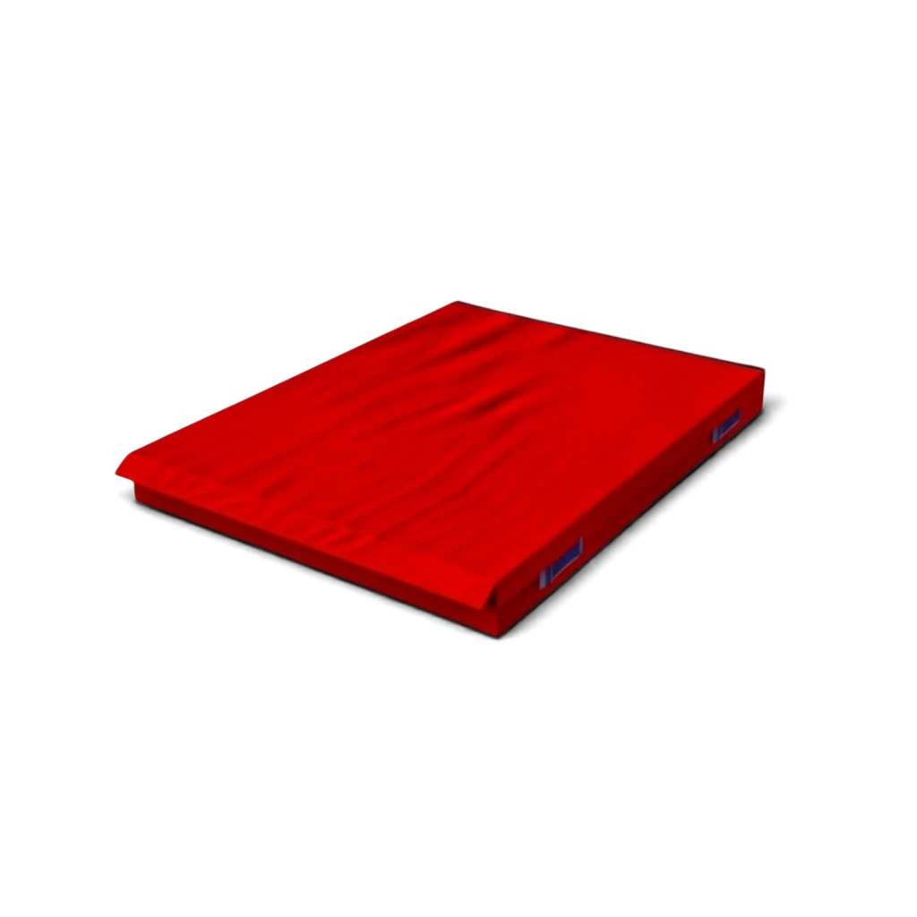 UK Gym Pits red connecting safety mat with shock-absorbing foam and heavy-duty handles for gymnastics and sports