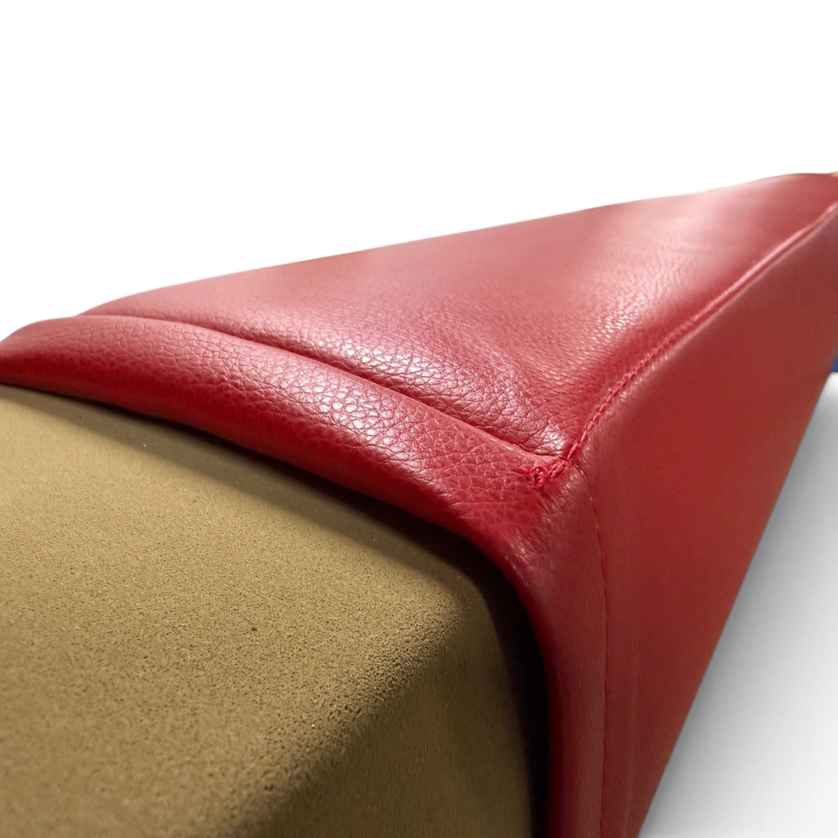 UK Gym Pits red cushioned gymnastics beam mat with faux leather surface and shock-absorbent foam base
