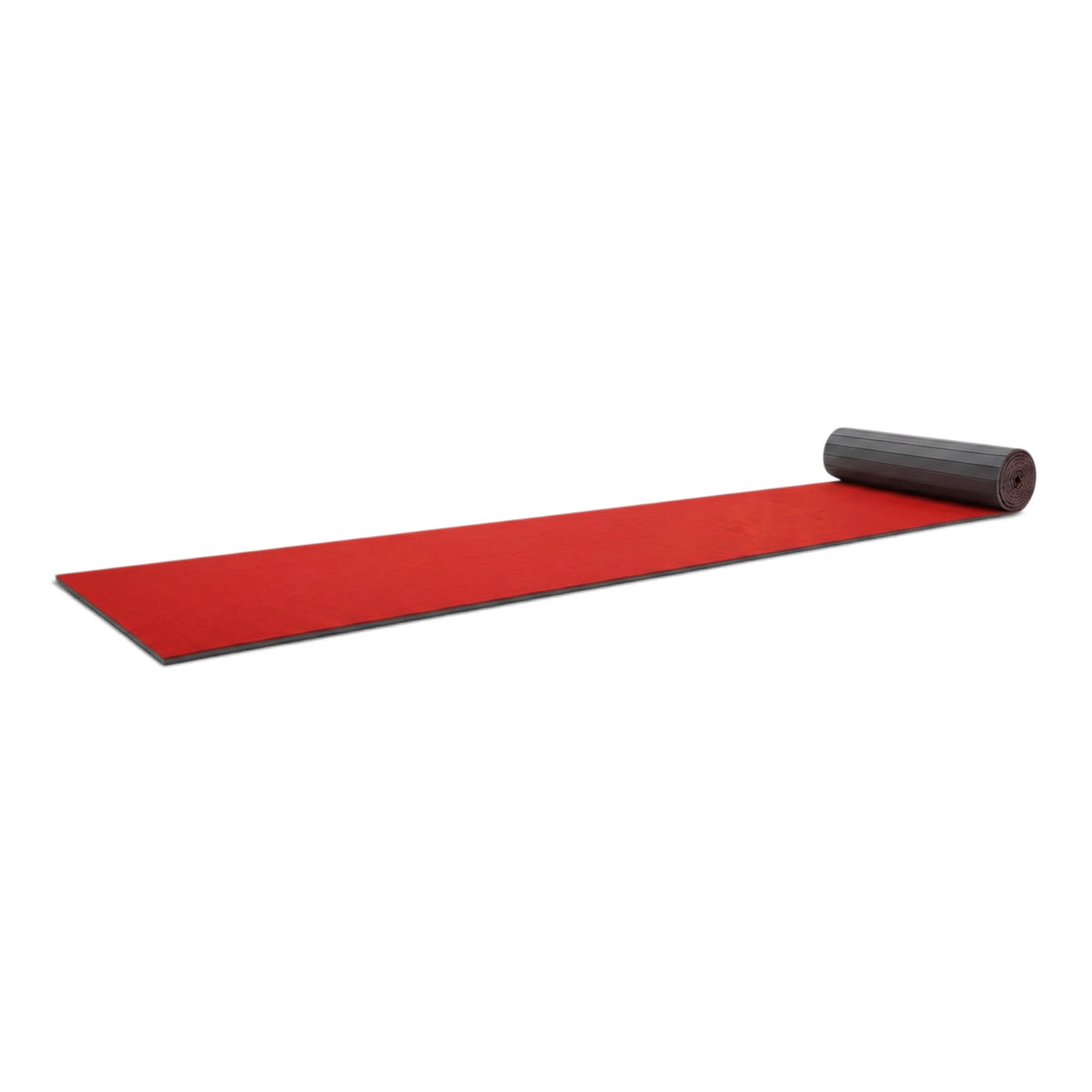 UK Gym Pits red flexi carpet mat roll for gymnastics and cheerleading with shock-absorbing XPE foam base