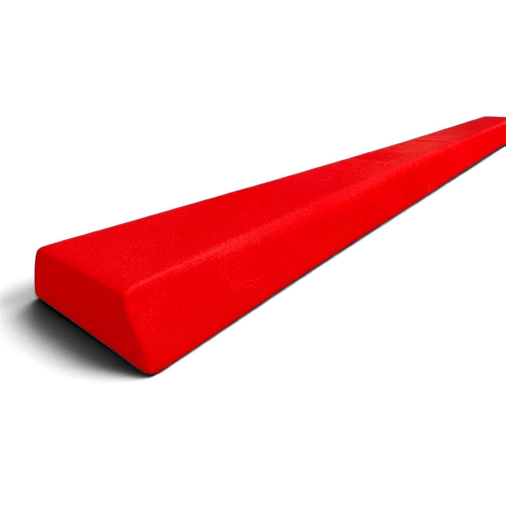 UK Gym Pits red PE foam floor balance beam with a durable PVC cover for gymnastics and soft play practice