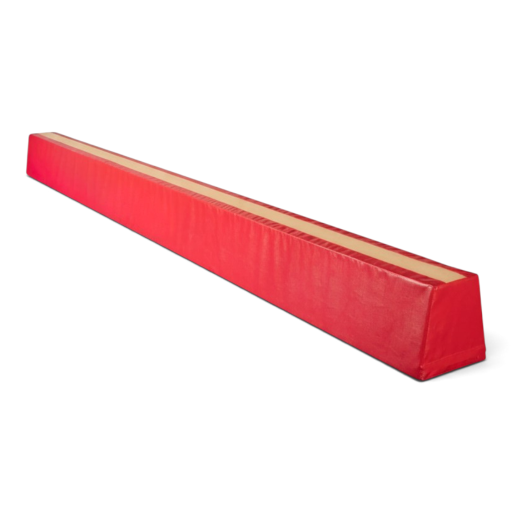 UK Gym Pits 4m red foam gymnastics training beam with non-slip surface for skill development