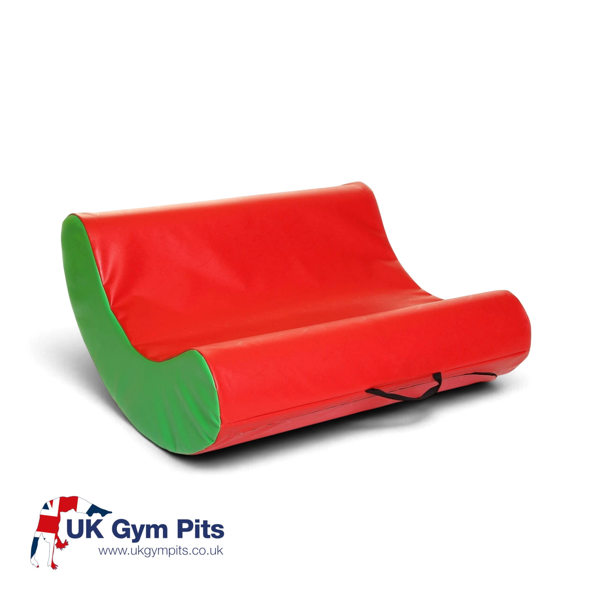 UK Gym Pits red and green vinyl soft play baby rocker with carry handle for nurseries and schools