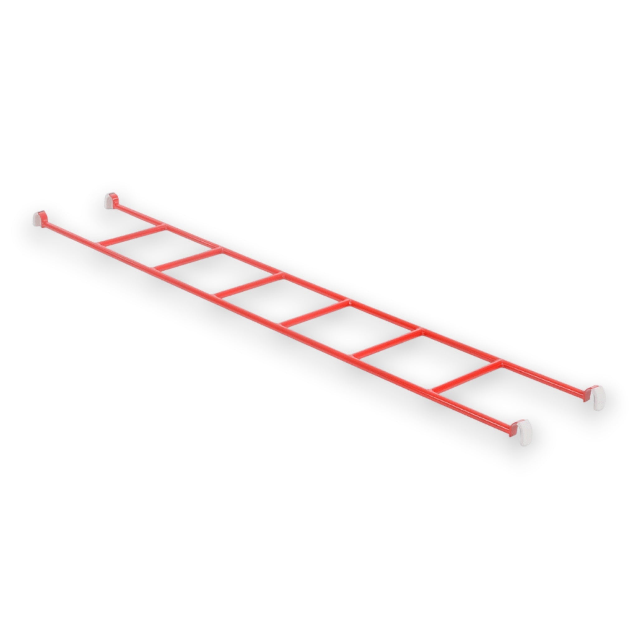 UK Gym Pits red powder-coated metal linking ladder for agility equipment with safety hooks at both ends.