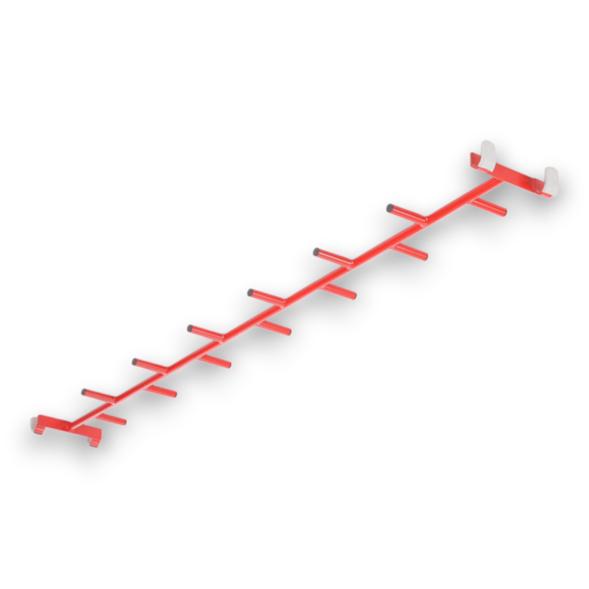 UK Gym Pits red powder coated metal agility cat ladder with safety hooks for linking to gym equipment.