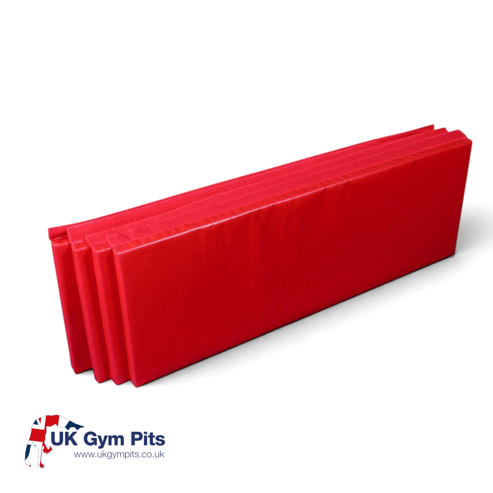 UK Gym Pits set of 4 red padded vinyl safety skirts for Tumbl Trak gym equipment with Velcro attachments