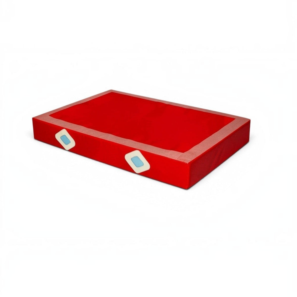 UK Gym Pits red PVC vinyl parallel bars landing mat with reinforced corners and Velcro locking flaps for gymnastics