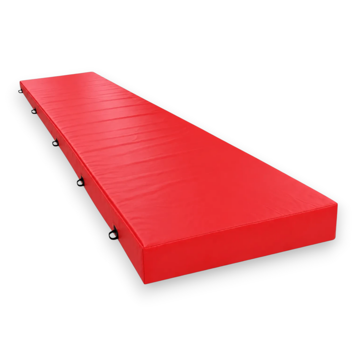 UK Gym Pits red PVC splat mat for gymnastics and martial arts with shock-absorbing foam and side transport handles