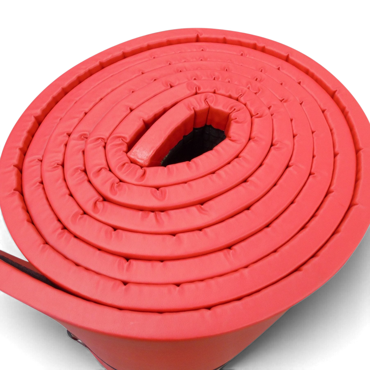 UK Gym Pits red chipfoam agility mat rolled up for storage, featuring durable PVC fabric and anti-slip base.