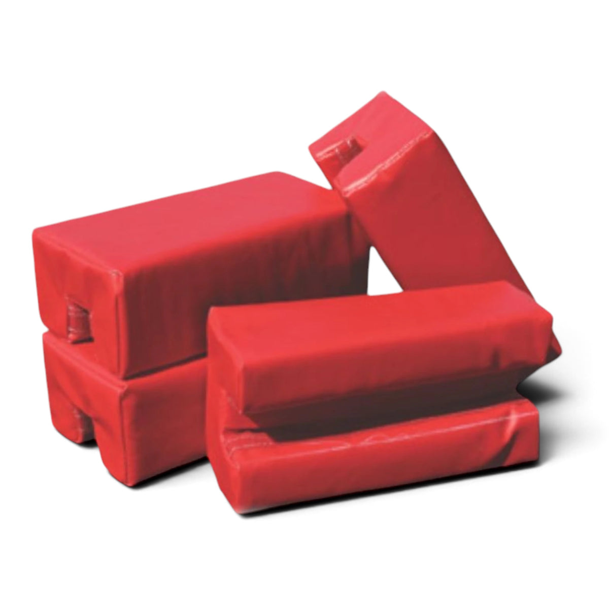 UK Gym Pits red safety padded cross supports for vaulting stations on tumbling tracks