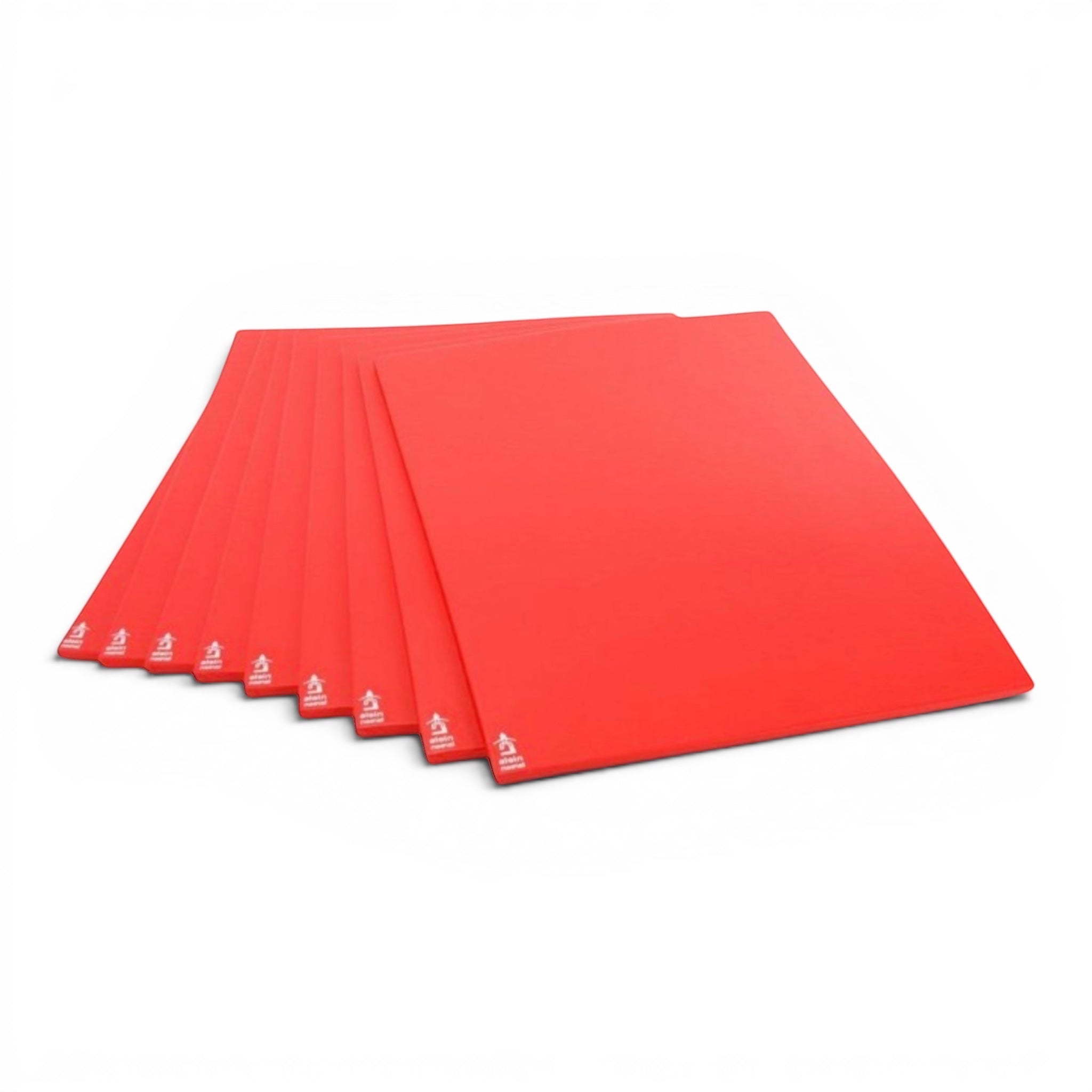UK Gym Pits red sandwich gym mats for primary school gymnastics, featuring anti-slip base and durable vinyl cover.