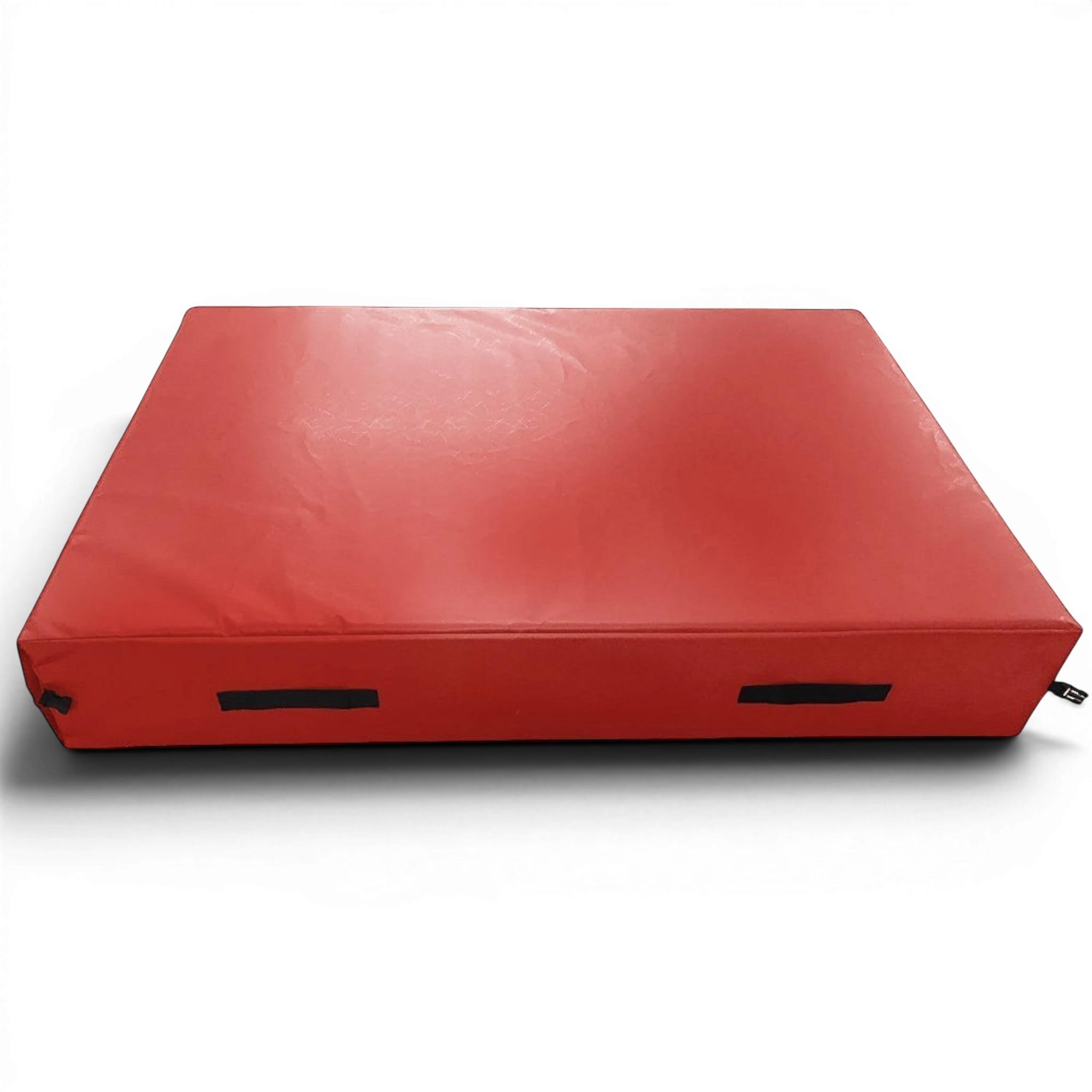 UK Gym Pits red trampoline safety crash mat with reinforced handles and anti-slip base for gymnastics training