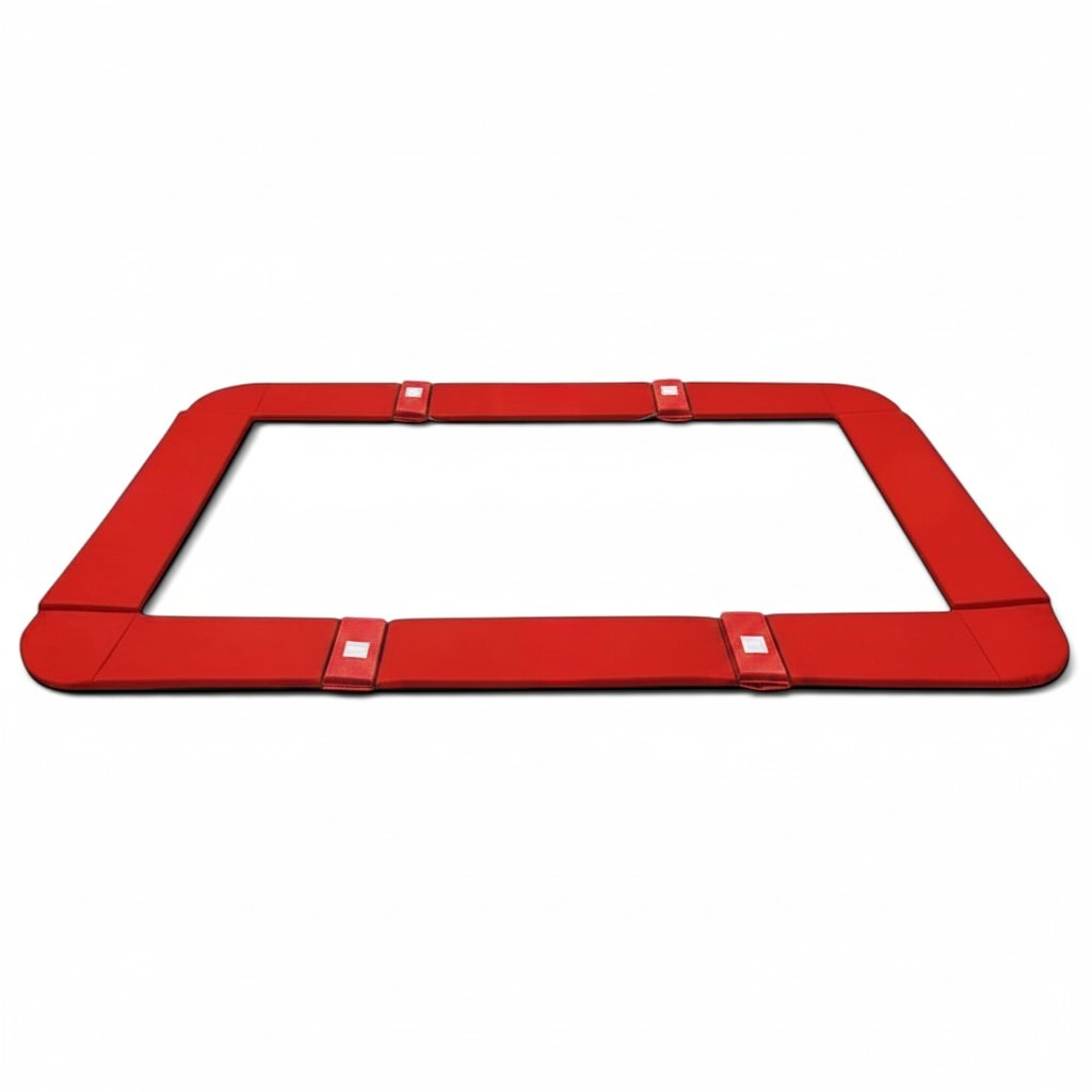 UK Gym Pits red PVC trampoline frame pads with velcro straps for 77 and 77a models