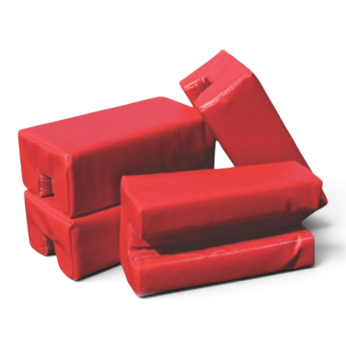 UK Gym Pits red vinyl vault base blocks for gymnastics training, featuring durable foam and secure Velcro flaps.
