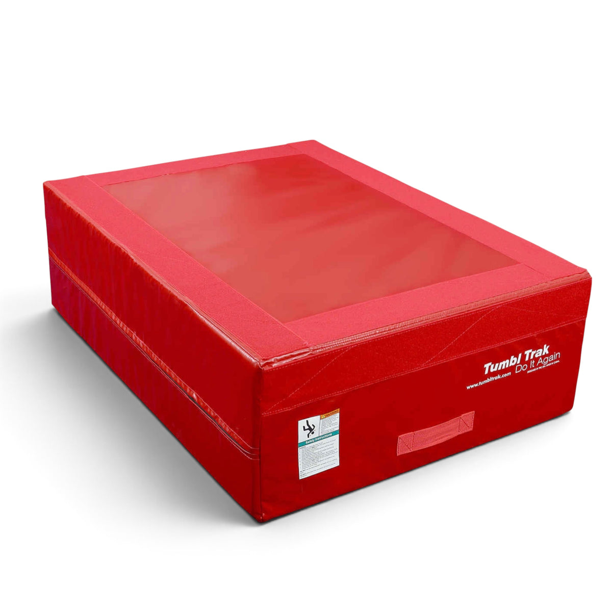 UK Gym Pits red vinyl vault training block with synthetic suede top and heavy-duty handles for gymnastics practice