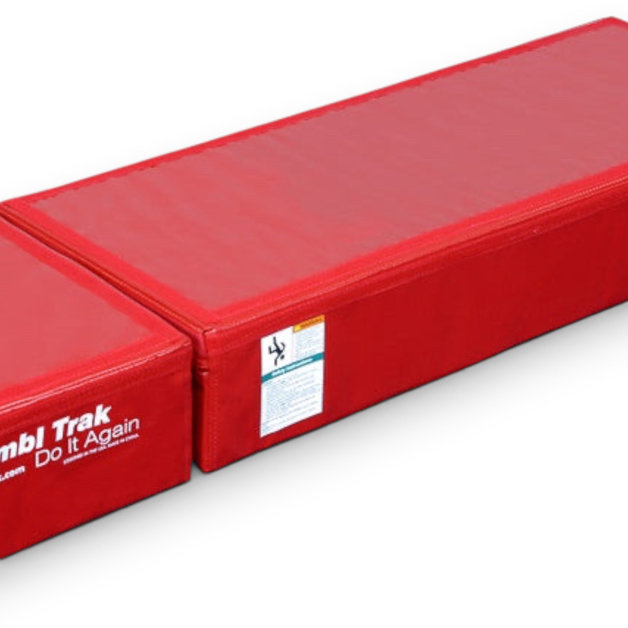 UK Gym Pits red vinyl booster blocks for gymnastics training with Velcro connectors for stacking and modular setups