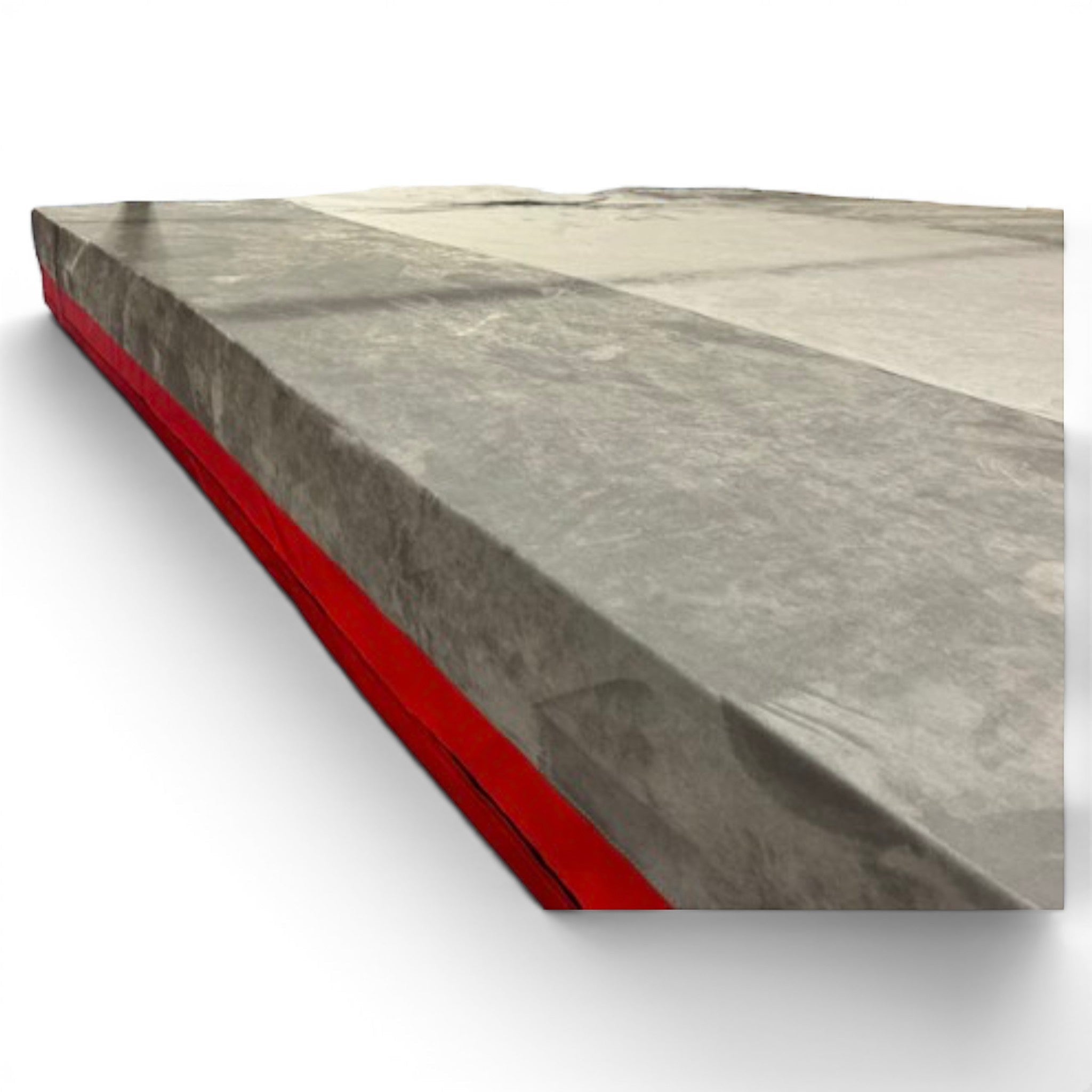 UK Gym Pits resi foam landing module with grey topper mat and red PVC base for gymnastics and parkour landing areas