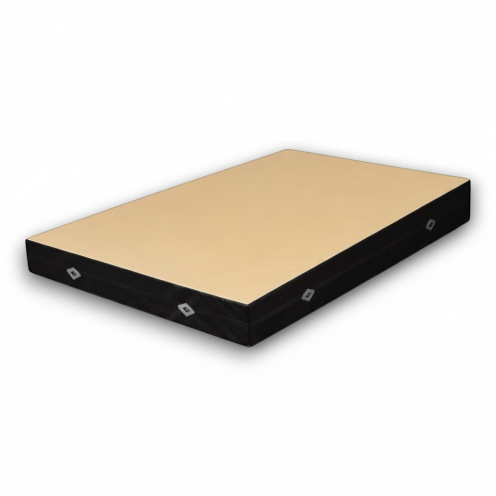 UK Gym Pits FIG approved beige and black soft topper gymnastics landing mat with air mesh vents