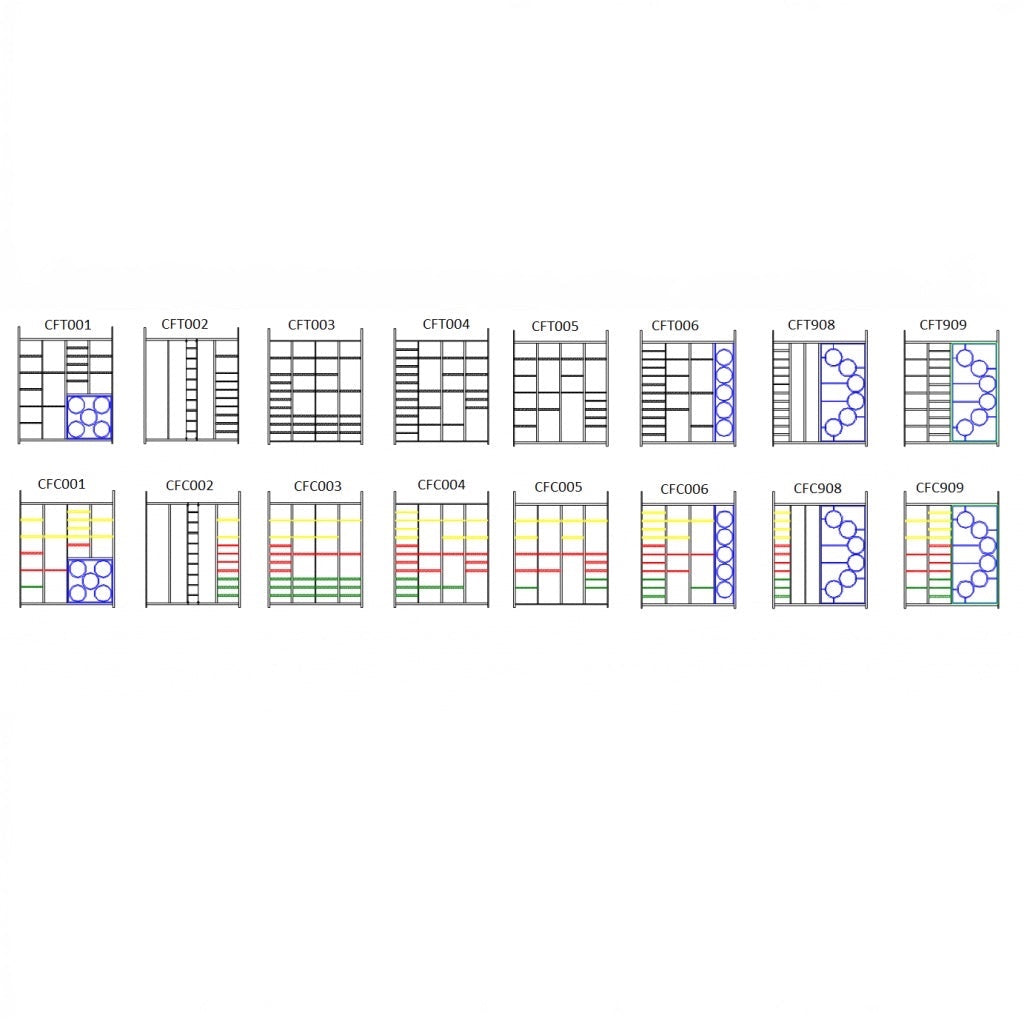 UK Gym Pits Spectrum climbing frame configuration chart showing various timber and steel bar layouts for school gyms.