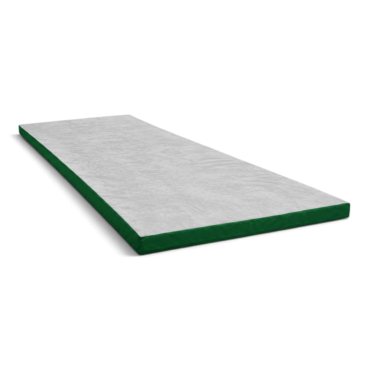 UK Gym Pits splat mat with a grey jersey top and green PVC sides for gymnastics and martial arts landing