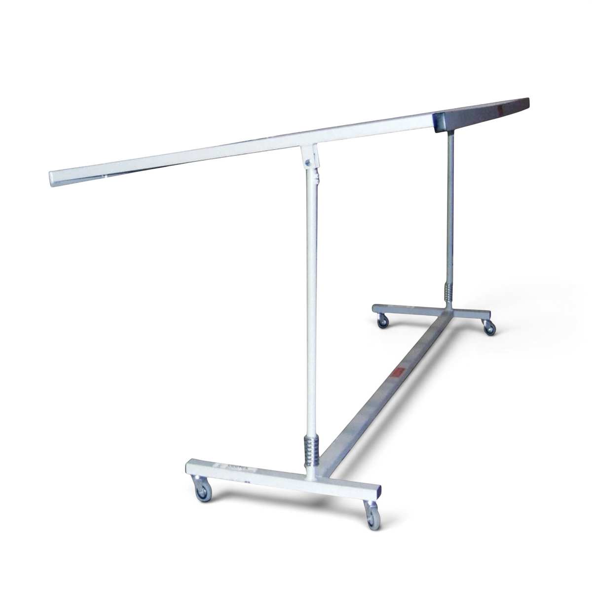 UK Gym Pits international spotting end deck with silver epoxy powder coated folding frame and wheels