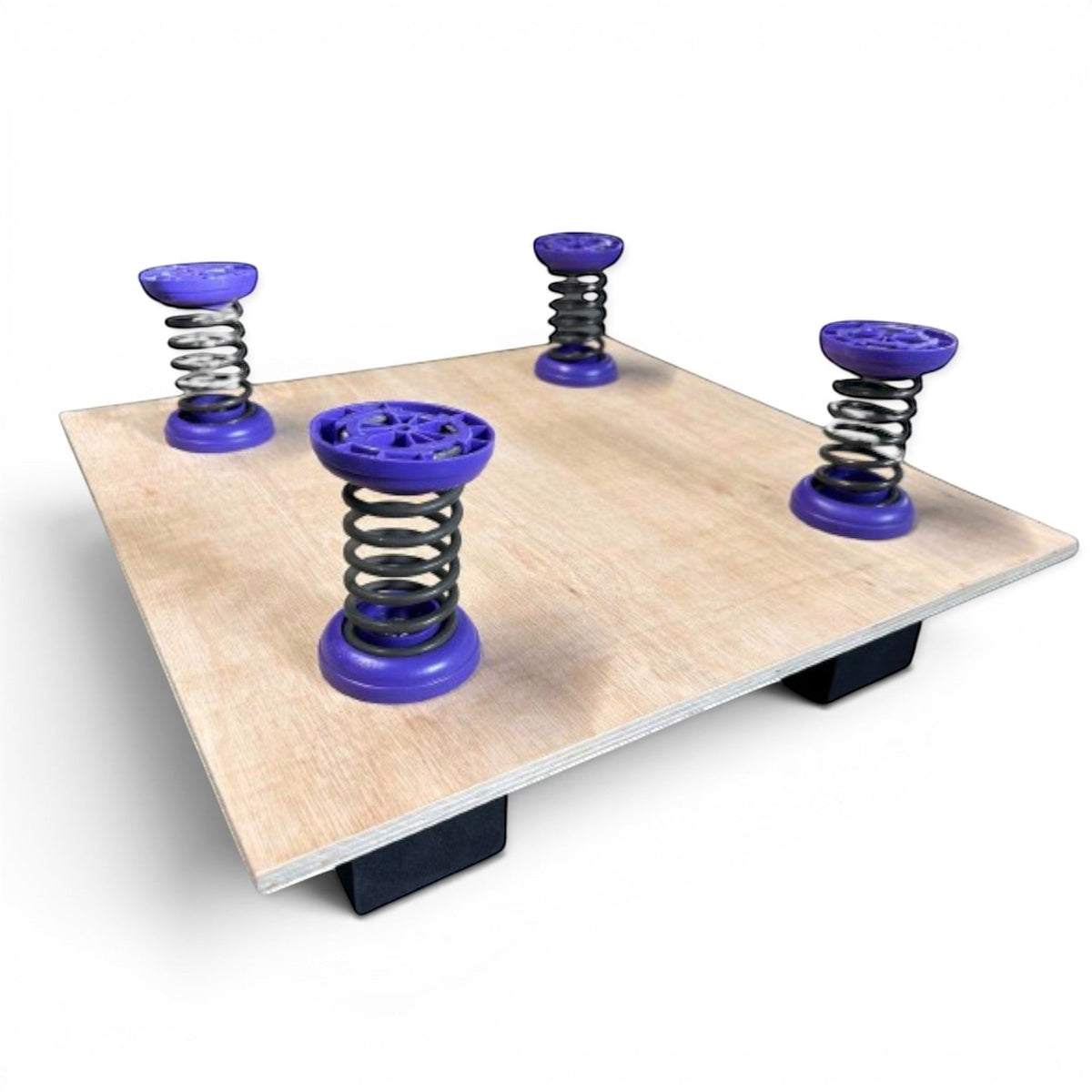 UK Gym Pits sprung tumble floor panel featuring four high carbon steel power springs mounted on a plywood base