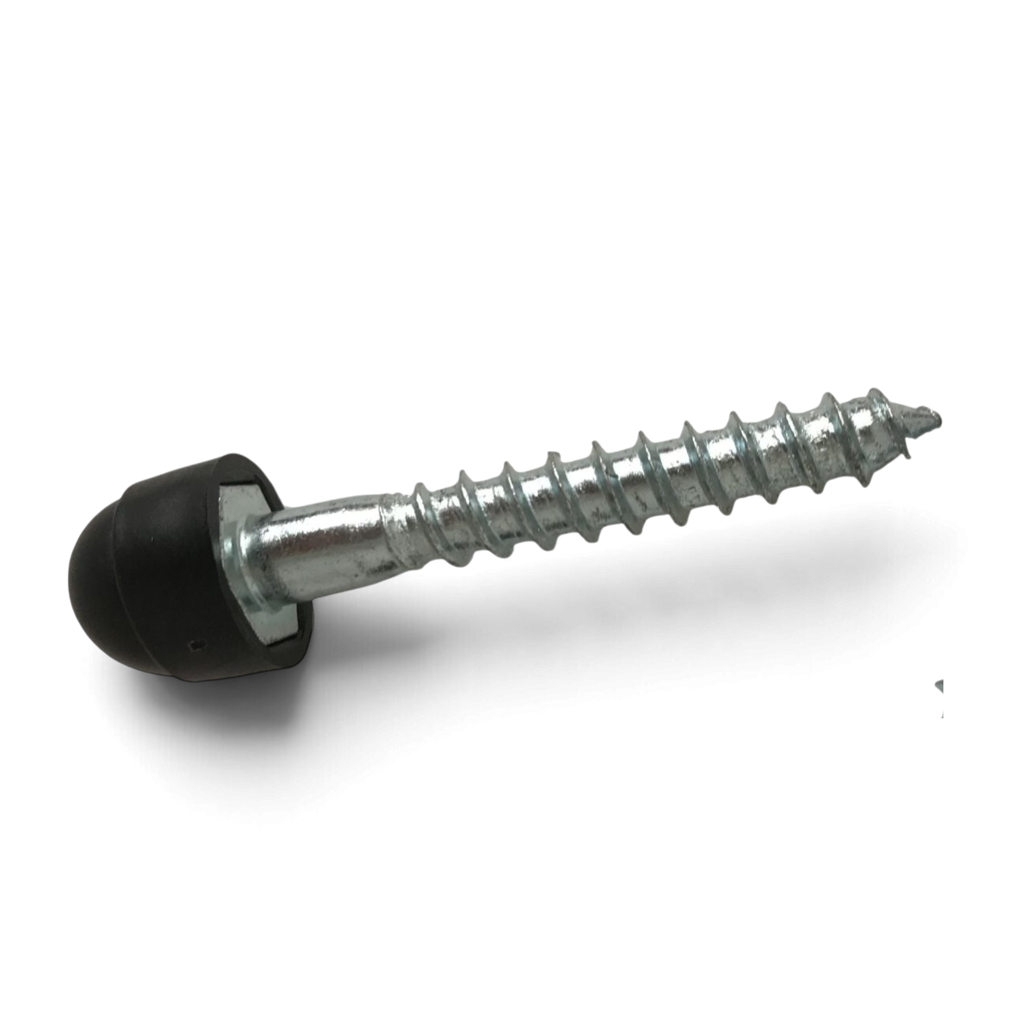 UK Gym Pits M10 x 70mm stainless steel coach bolt with a black plastic cap for handrail base plate installation