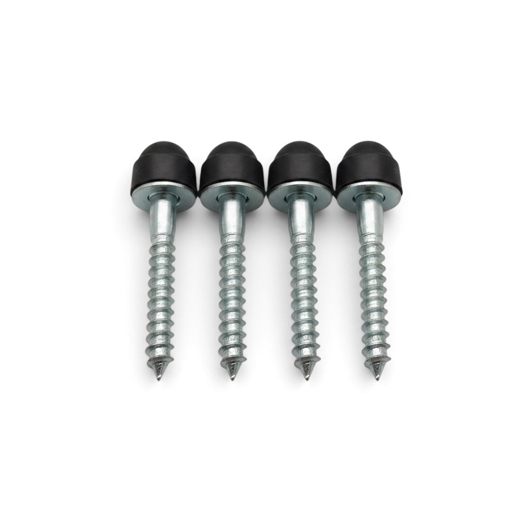 UK Gym Pits M10 x 70mm stainless steel coach bolts with black plastic caps for handrail base plate installation
