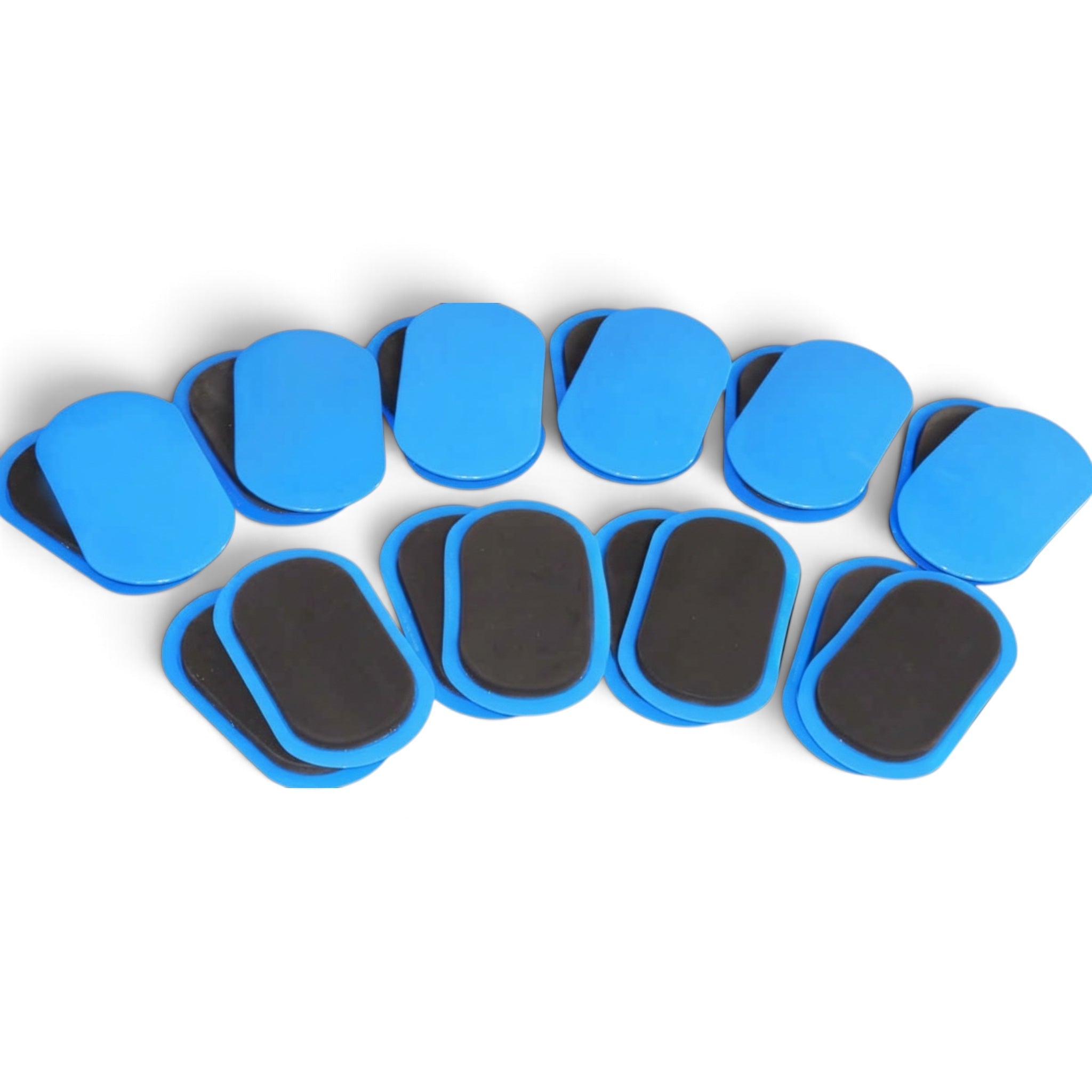 UK Gym Pits standard conditioning sliders in royal blue and charcoal for core, flexibility, and tumbling exercises.